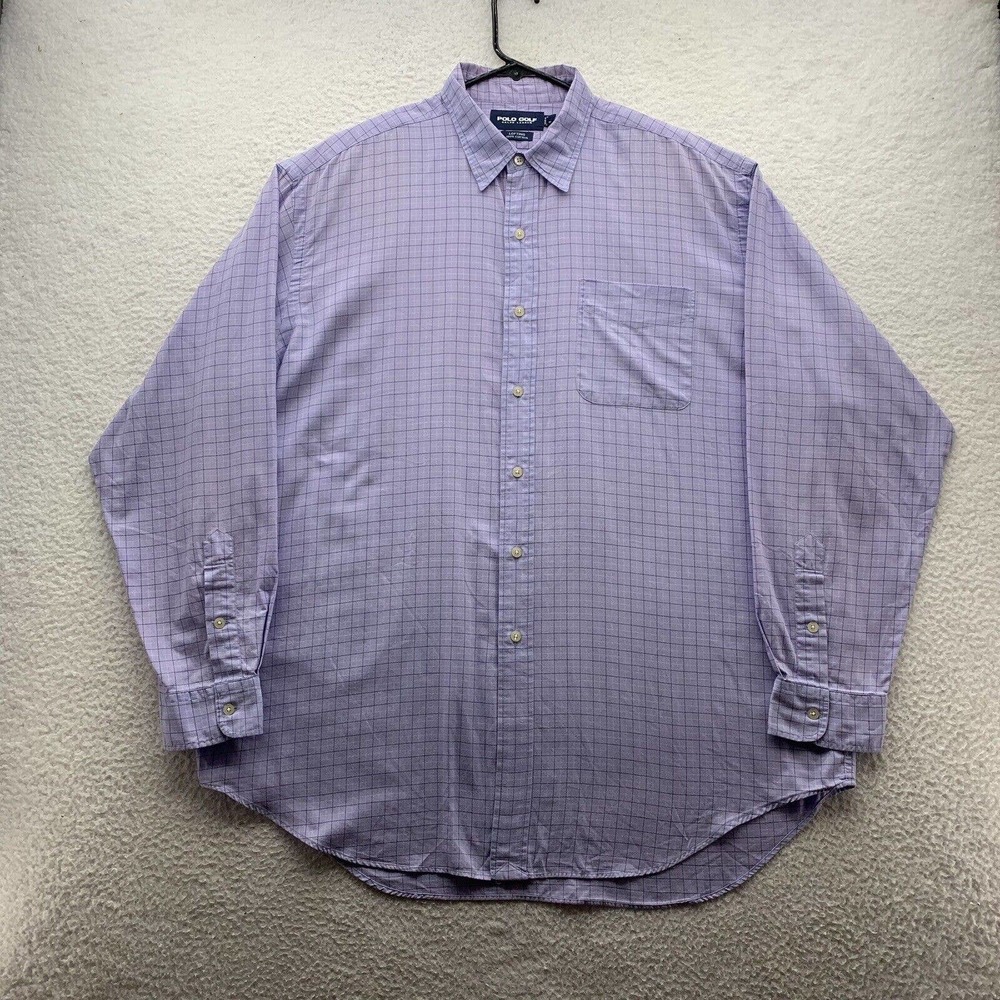 Ralph Lauren Polo Golf Shirt Mens XL X-Large Classic Fit Tattersall Check Preppy